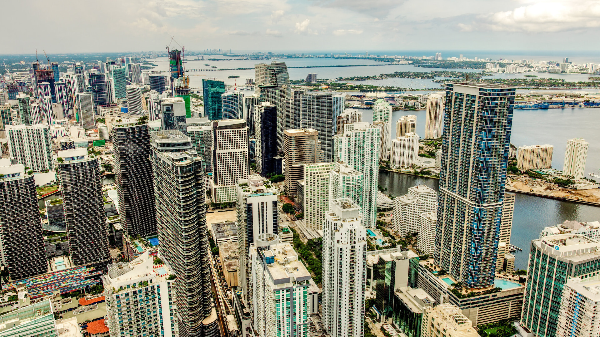Aerial view of Miami's skyline and waterfront