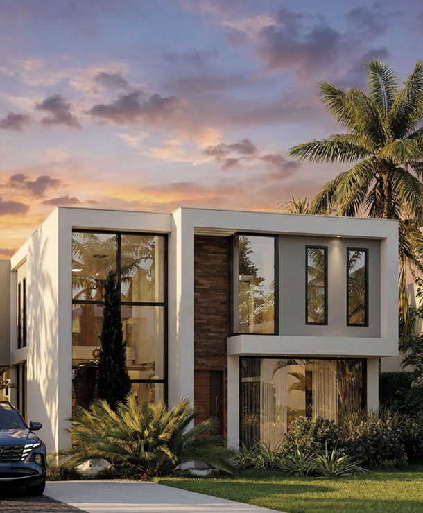 Vista Azul contemporary villa at sunset